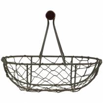 Artikel Drahtkorb oval mit Henkel Grau 17×11cm H15cm 2St