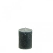 Durchgefärbte Kerzen Anthrazit Stumpenkerzen 70×100mm 4St