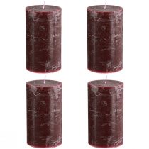Artikel 4er Set Burgund Stumpenkerzen durchgefärbt 70x120mm - Dekorative Kerzen für Wohnambiente & Wellness