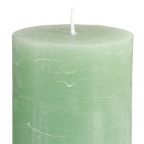 Artikel Jade Grün Stumpenkerzen durchgefärbt, Hochwertige Dekokerzen 70x120mm, Stilvolle Tischdeko und Geschenkidee, 4er Set