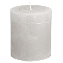 Artikel Durchgefärbte Stumpenkerzen Hellgrau 70x80mm 4er-Set