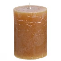 Artikel Durchgefärbte Karamell Stumpenkerzen, 70×100mm, 4er-Pack, Langbrenndauer