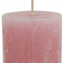 Durchgefärbte Kerzen Rosa Rustic Selbstlöschend 60×110mm 4St