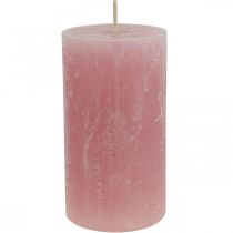 Durchgefärbte Kerzen Rosa Rustic Selbstlöschend 60×110mm 4St