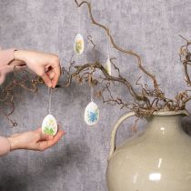 Artikel Ostereier aus Metall mit Frühlingsblumenmotiv zum Hängen 8cm Set 8 Stück