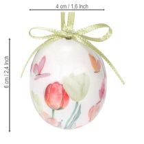 Artikel Ostereier Tulpenmotiv zum Aufhängen – Frühlingsdeko mit Band, 6 cm, 12er-Set