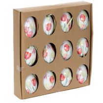 Artikel Ostereier Tulpenmotiv zum Aufhängen – Frühlingsdeko mit Band, 6 cm, 12er-Set