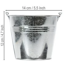 Artikel Eimer Ø14cm H12cm 6St. Zink glänzend