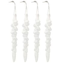 Artikel Eiszapfen Anhänger beschneit 14cm 4er Set – Winterliche Weihnachtsdeko