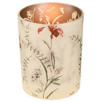 Artikel Glas-Windlicht im floralen Design 12,5 cm, 2er Set, beige