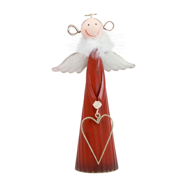 Engel Deko Metall Tischdeko Weihnachten Figur Rot 10,5×4,5×20cm