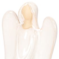 Artikel Engel Figur mit Herz aus Keramik cremeweiß glasiert 23cm