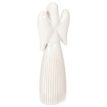 Artikel Engel Figur mit Herz aus Keramik cremeweiß glasiert 23cm