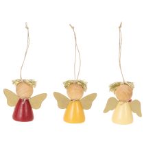 Artikel Deko-Anhänger Engel 5 cm aus Holz mit Stern, 9 Stück, mehrfarbig