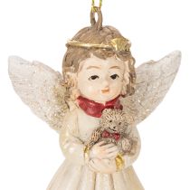Artikel Deko-Engel Baumschmuck 10 cm Polyresin Beige Weiß Rot 3er-Set