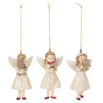Artikel Deko-Engel Baumschmuck 10 cm Polyresin Beige Weiß Rot 3er-Set