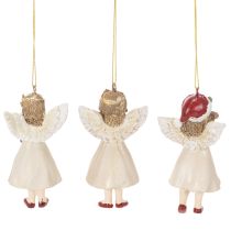 Artikel Deko-Engel Baumschmuck 10 cm Polyresin Beige Weiß Rot 3er-Set