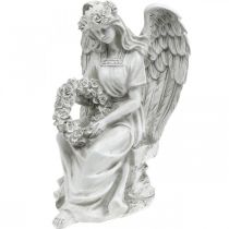 Grabengel mit Kranz Weiblicher Engel sitzend H32cm
