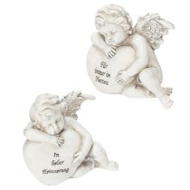 Artikel Engel-Figuren Herz Polyresin 13cm Grau 2er-Set Grabdekoration