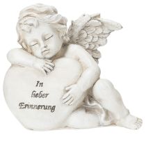 Artikel Engel-Figuren Herz Polyresin 13cm Grau 2er-Set Grabdekoration