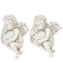 Artikel Engel-Figuren Herz Polyresin 13cm Grau 2er-Set Grabdekoration