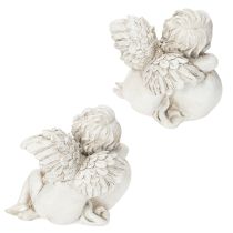 Artikel Engel-Figuren Herz Polyresin 13cm Grau 2er-Set Grabdekoration