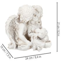 Artikel Engel-Skulptur Kinderengel-Paar mit Herz 24 cm Creme/Grau