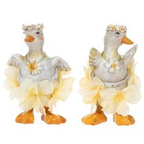 Artikel Dekofigur Enten mit Blüten 11cm für Indoor- und geschützte Außendekoration 2er Set
