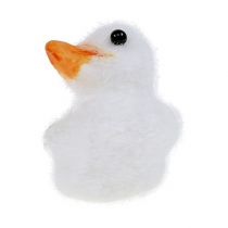 Ente Mini beflockt 4cm Weiß 12St