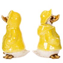 Artikel Keramik-Entenfiguren im gelben Regenmantel - Deko-Set für Garten und Balkon, 11 cm, 4 Stück