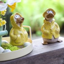Artikel Keramik-Entenfiguren im gelben Regenmantel - Deko-Set für Garten und Balkon, 11 cm, 4 Stück