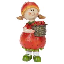 Artikel Erdbeermädchen Polyresin Dekorationsfigur 18cm für Innenräume und geschützte Außenbereiche