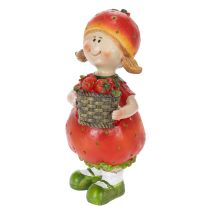 Artikel Erdbeermädchen Polyresin Dekorationsfigur 18cm für Innenräume und geschützte Außenbereiche