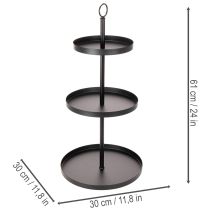 Artikel Etagere dreistöckig Metall Rund Schwarz 61cm