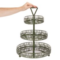 Artikel Metall-Etagere mit Tannenmotiv, 49 cm Höhe, 3 Etagen, Grün