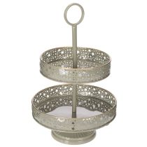 Artikel Deko-Etagere Metall zweistöckig mit Griff Sternmotiv 49 cm Mint/Gold