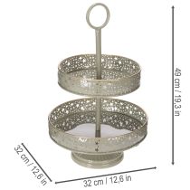 Artikel Deko-Etagere Metall zweistöckig mit Griff Sternmotiv 49 cm Mint/Gold