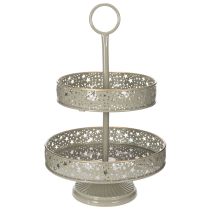 Artikel Deko-Etagere Metall zweistöckig mit Griff Sternmotiv 49 cm Mint/Gold