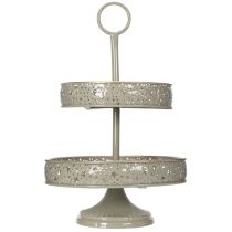 Artikel Deko-Etagere Metall zweistöckig mit Griff Sternmotiv 49 cm Mint/Gold
