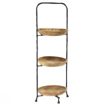 Artikel Etagere Holz Natur Metall Schwarz 3-stöckig Ø19cm H60cm