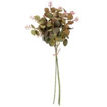 Artikel Eukalyptuszweige Kunstpflanze Rosa Blüten Deko 45cm 3er Set