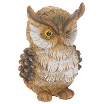 Artikel Eulenfigur sitzend Polyresin 11cm braun-weiß für Dekoration
