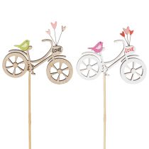 Artikel Holzstecker Fahrrad mit Herzen und Vogelmotiv 8cm 12er-Set für Frühjahrsdekoration