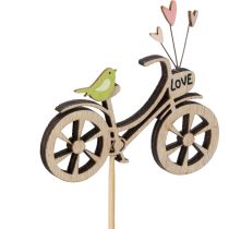 Artikel Holzstecker Fahrrad mit Herzen und Vogelmotiv 8cm 12er-Set für Frühjahrsdekoration