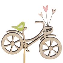 Artikel Holzstecker Fahrrad mit Herzen und Vogelmotiv 8cm 12er-Set für Frühjahrsdekoration