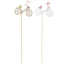 Artikel Holzstecker Fahrrad mit Herzen und Vogelmotiv 8cm 12er-Set für Frühjahrsdekoration