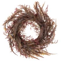 Artikel Kunstkranz mit Farnzweigen Kunststoff 35cm Bordeauxrot Braun Grün Innenbereich
