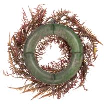 Artikel Kunstkranz mit Farnzweigen Kunststoff 35cm Bordeauxrot Braun Grün Innenbereich