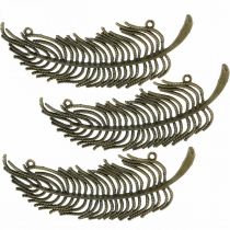 Deko-Federn, Schmuckanhänger, Federn aus Metall, Streudeko Bronzefarben L8cm 10St