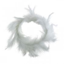 Federkranz Weiß Ø15cm Frühlingsdeko mit echten Federn 4St